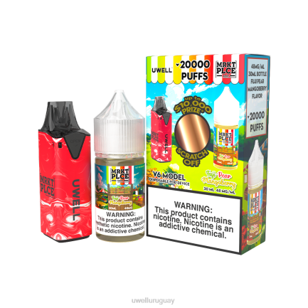 UWELL Online Shop - UWELL V6 dispositivo desechable + jugo daddy's vapor 30ml - paquete de colaboración clr: rojo/flv: lágrimas de unicornio 48 mg PTJR214