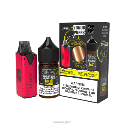UWELL Review - UWELL V6 dispositivo desechable + jugo daddy's vapor 30ml - paquete de colaboración clr: rojo/flv: pera fuji mangoberry 48 mg PTJR209