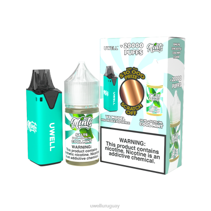 UWELL Vape Flavors - UWELL V6 dispositivo desechable + jugo daddy's vapor 30ml - paquete de colaboración clr: cian/flv: menta fresca 50 mg PTJR210