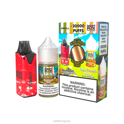 Vaper UWELL Precio - UWELL V6 dispositivo desechable + jugo daddy's vapor 30ml - paquete de colaboración clr: rojo/flv: feijoa piña guayaba 48 mg PTJR207